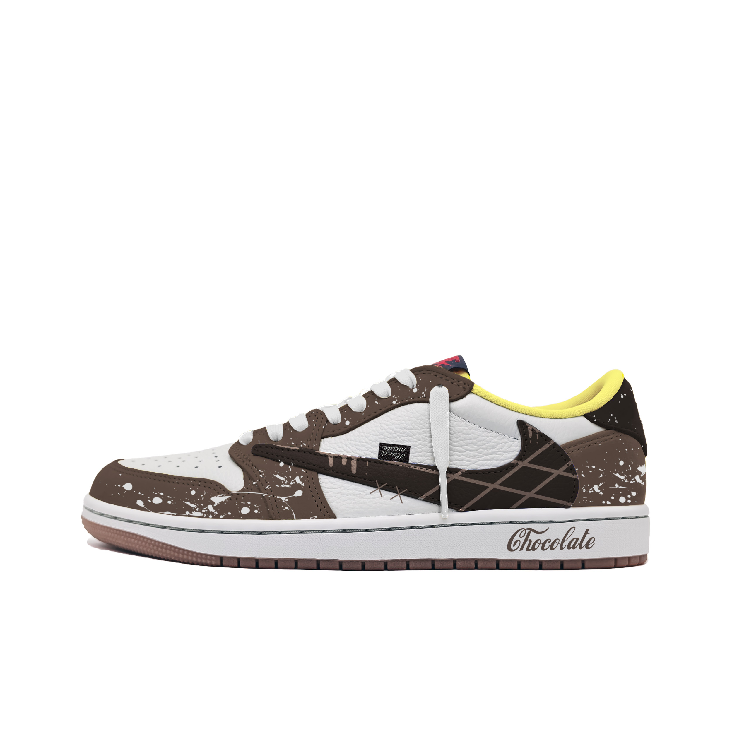 Travis Scott x Air 1 Chocolate Cushioning, износостойкие низкие винтажные баскетбольные кроссовки Unisex Brown Jordan, Olive коричневый — фото 3