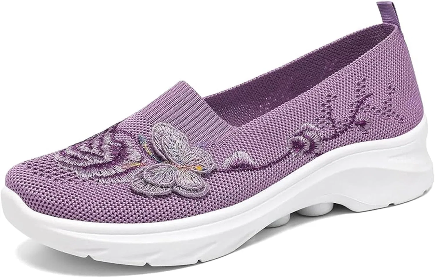 Лоферы дышащие с вышивкой, Purple Kldyj