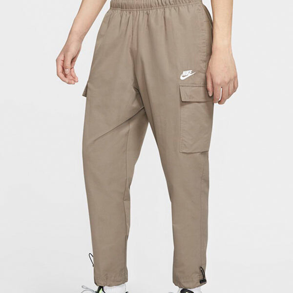 Брюки sportswear logo small label embroidered woven cargo long pants olive grey gray Nike, серый — фото 3