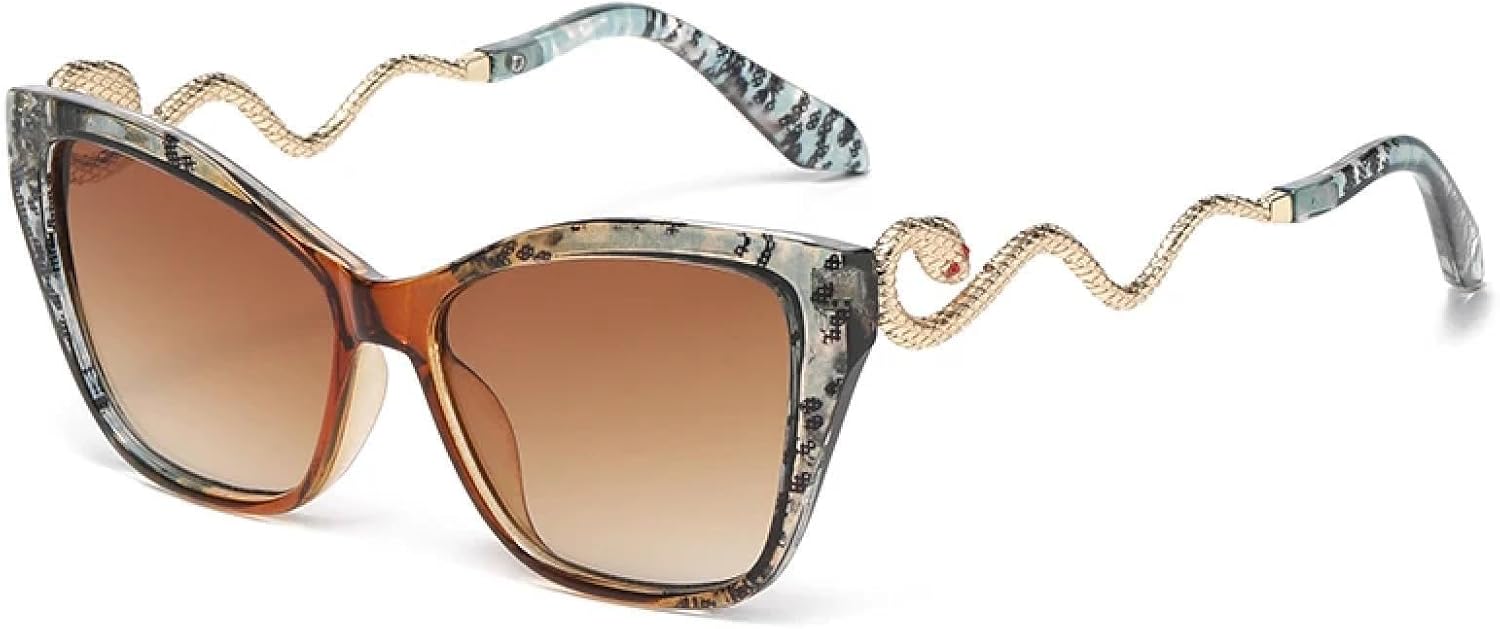 

Солнцезащитные очки с защитой от УФ-излучения UV400 | «Кошачий глаз», большая оправа, градиентный оттенок | Для женщин и мужчин, для занятий спортом на открытом воздухе и вождения DSVIGF, Blue Brown