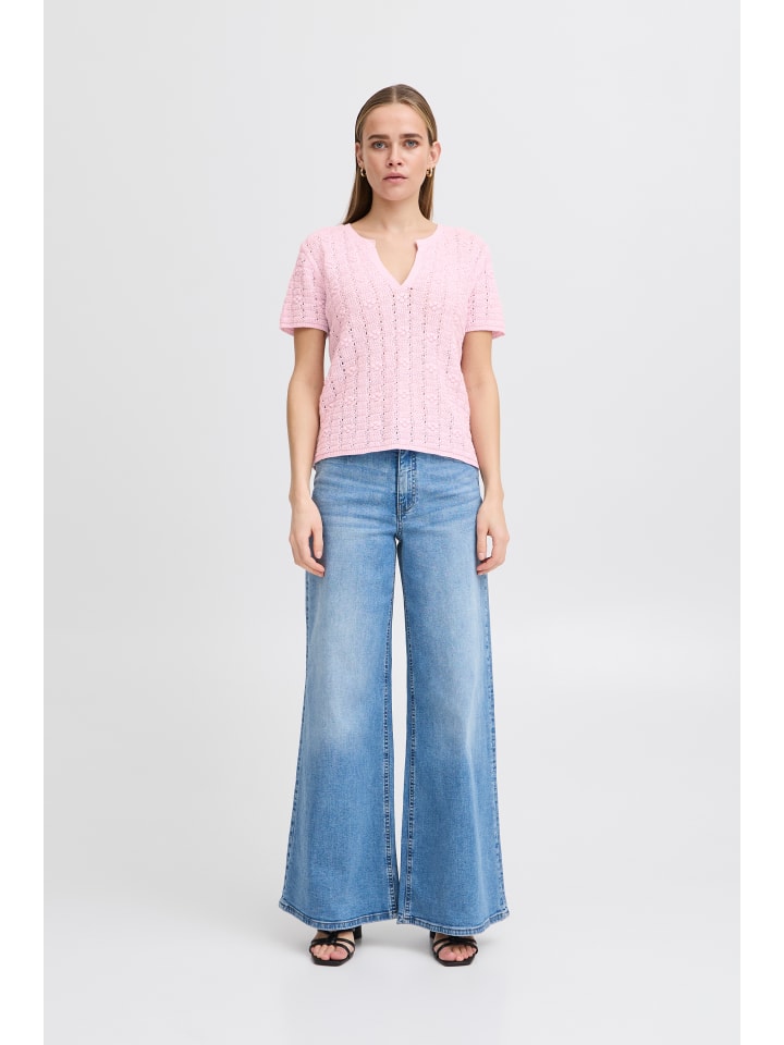 

Блузка IHDOTTIES с короткими рукавами, свободного кроя, светло-сиреневого цвета ICHI