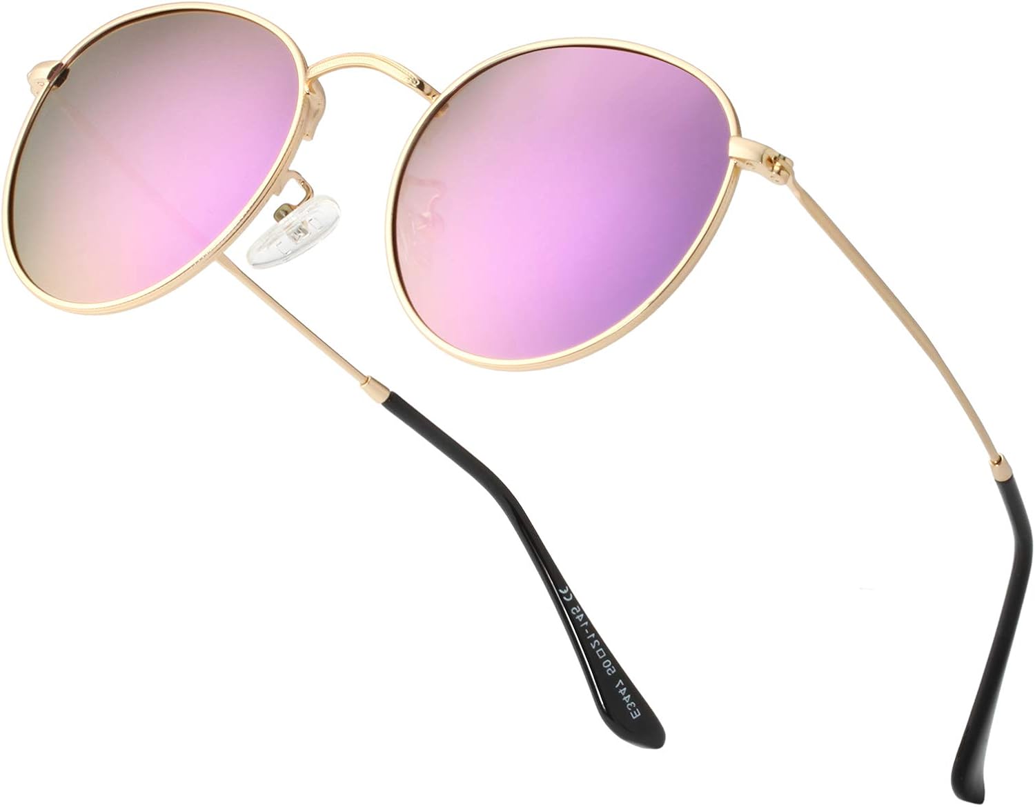 

Небольшие круглые поляризованные солнцезащитные очки для женщин и мужчин, классический ретро-стиль, круглая металлическая оправа, защита от УФ-излучения Teumire, B3 Gold Frame/Purple Mirrored