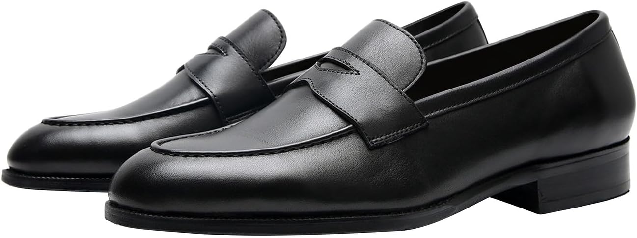 

Мужские черные туфли Santimon, слипоны-лоферы Penny, из натуральной кожи, модные повседневные мокасины, для выпускного, свадьбы, делового костюма, современные туфли для смокинга