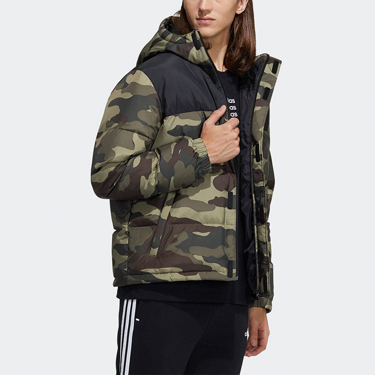 Куртка adidas neo M Dwn Camo Puff Camouflage Colorblock Sports With Down Feather Jacket Camouflage H45238 — фото 4