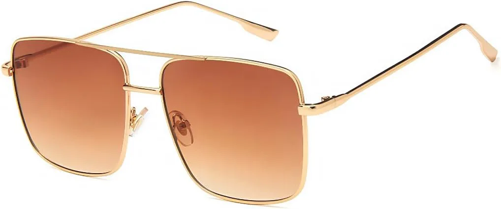 

Солнцезащитные очки ICARA Retro Oversized Square Polarized для женщин и мужчин, винтажные классические большие металлические солнцезащитные очки, Gold/Tea