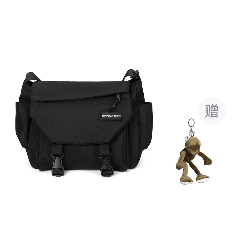 

Victorian traveler Полиэстеровый мессенджер через плечо кроссбоди унисекс, Black with Internet-Trending Frog Pendant