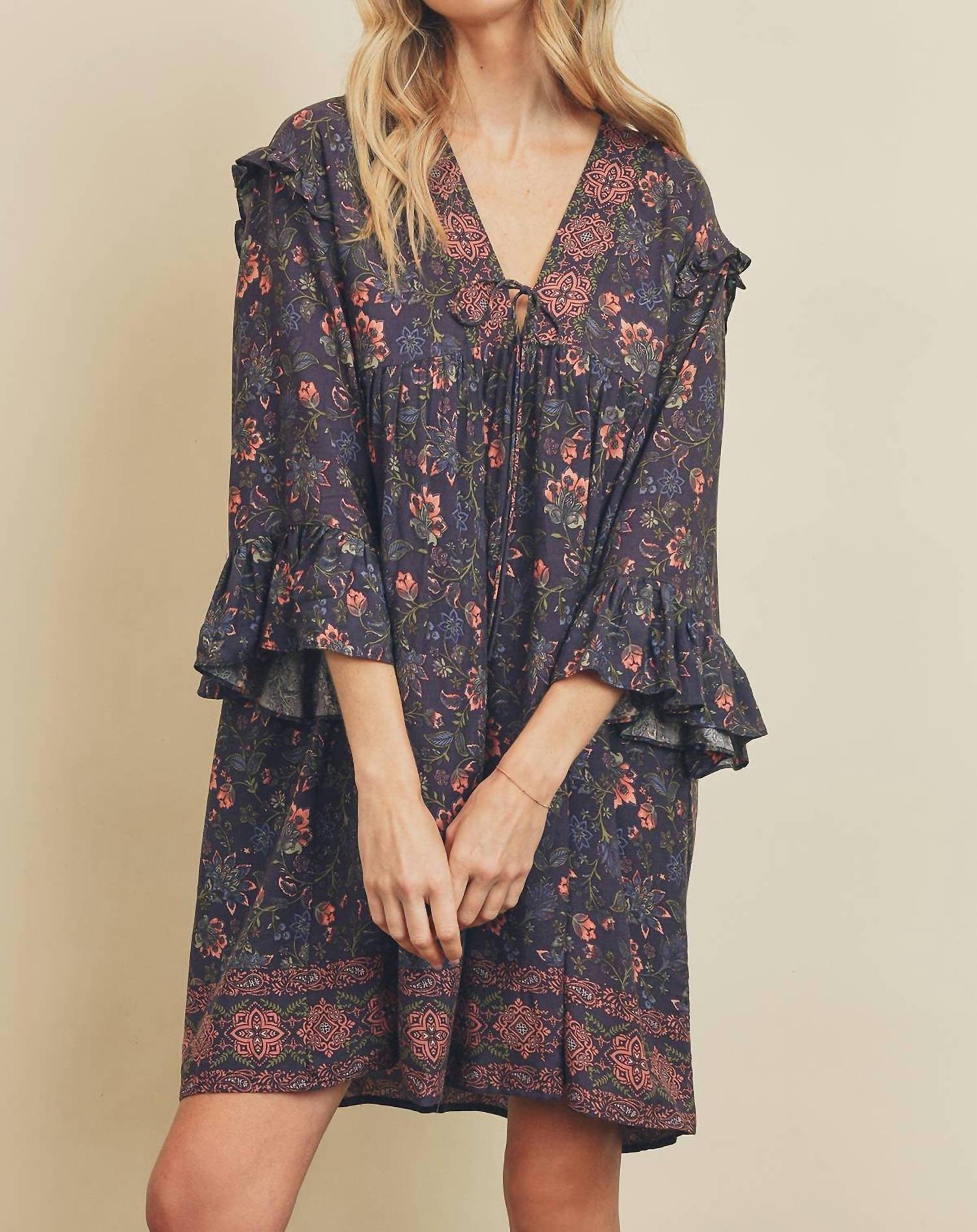 

Платье Babydoll с узором «пейсли» цвета индиго DRESS FORUM