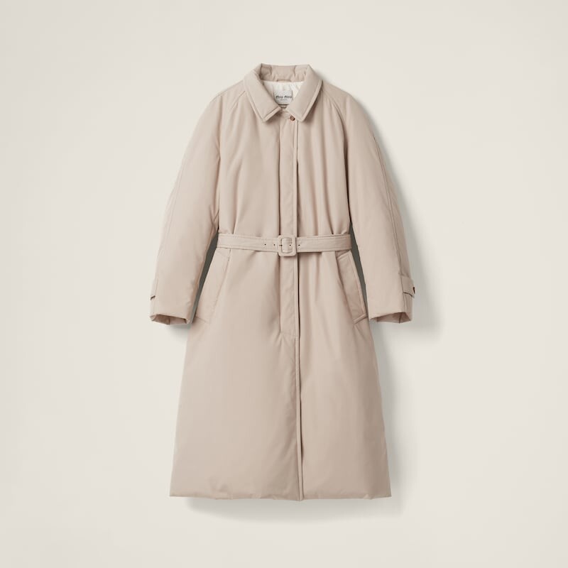

Панамский пуховик из хлопка Miu Miu, бежевый
