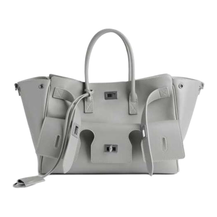 

Balenciaga Женская сумка через плечо из коровьей кожи в облачно-сером цвете