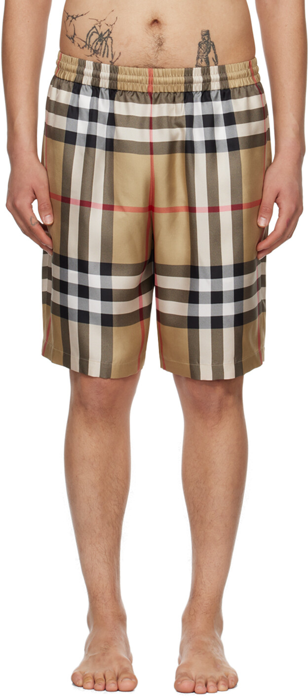 

Бежевые шорты в клетку Burberry, цвет Archive beige