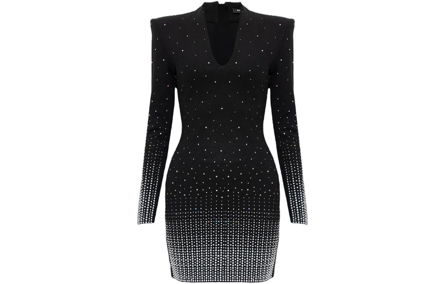 Мини-платье с V-образным вырезом и стразами BALMAIN Black