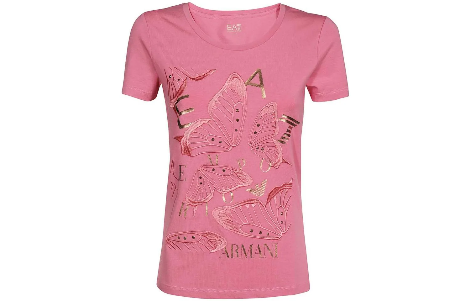 EMPORIO ARMANI EA7 Футболка с анималистичным принтом для женщин Pink