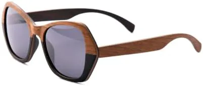 

Двухцветные деревянные солнцезащитные очки угловой формы для женщин и мужчин, увеличенного размера, с защитой от УФ-излучения UV400, ручной работы MTZJH, Black Lens