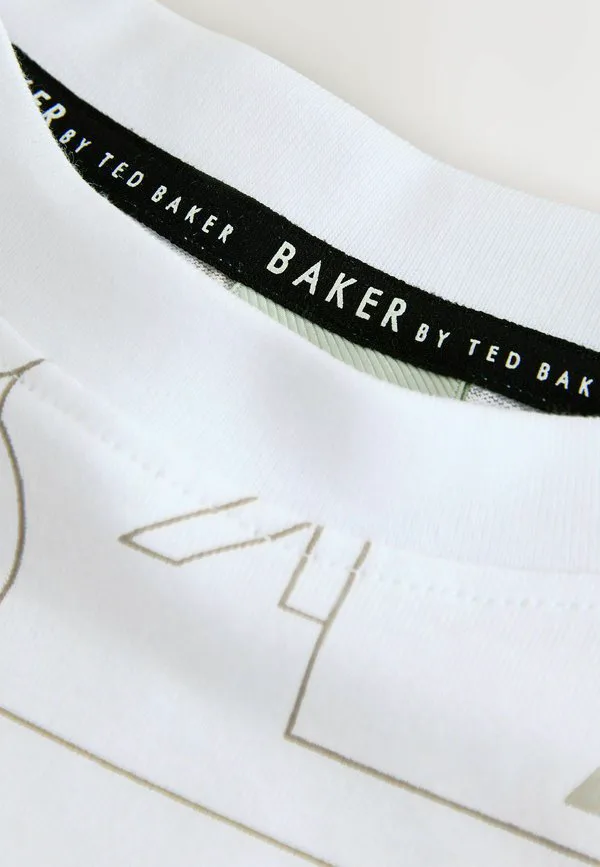 Футболка прямого кроя с принтом. Baker By Ted Baker, White — фото 4