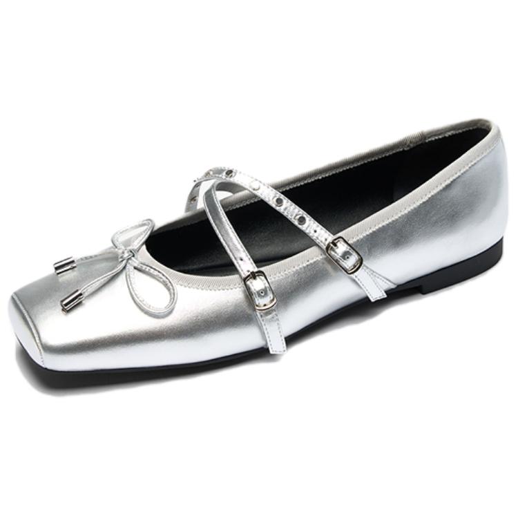 LE SAUNDA Мэри Джейн туфли женские металлик черные, цвет Metallic Black BKK — фото 4