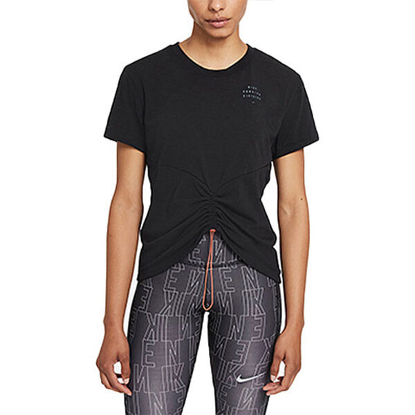 Футболка (WMNS) Nike Dri-FIT Run Division Back Printing Sports Running T-Shirt Black, черный — фото 4
