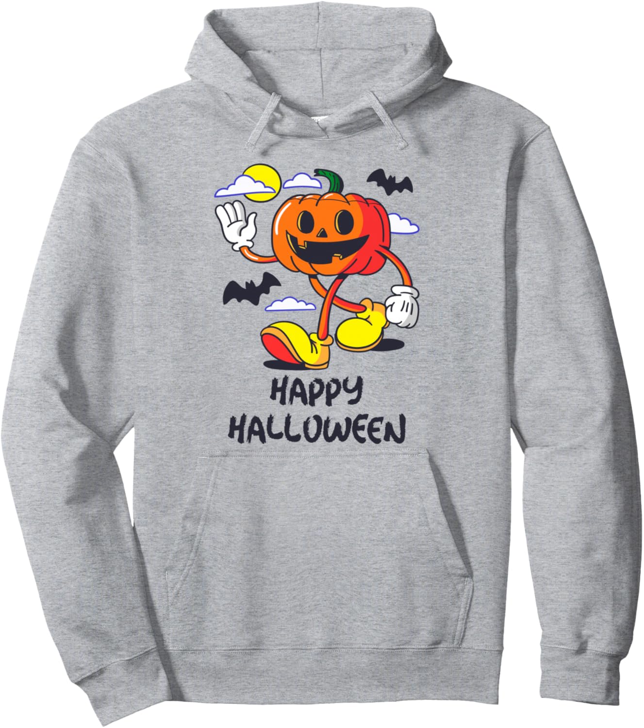 

Ретро Хэллоуин, Иллюстрация тыквы в стиле комиксов, Винтажная толстовка с надписью «Счастливого Хэллоуина» Cute Halloween Designs, серый