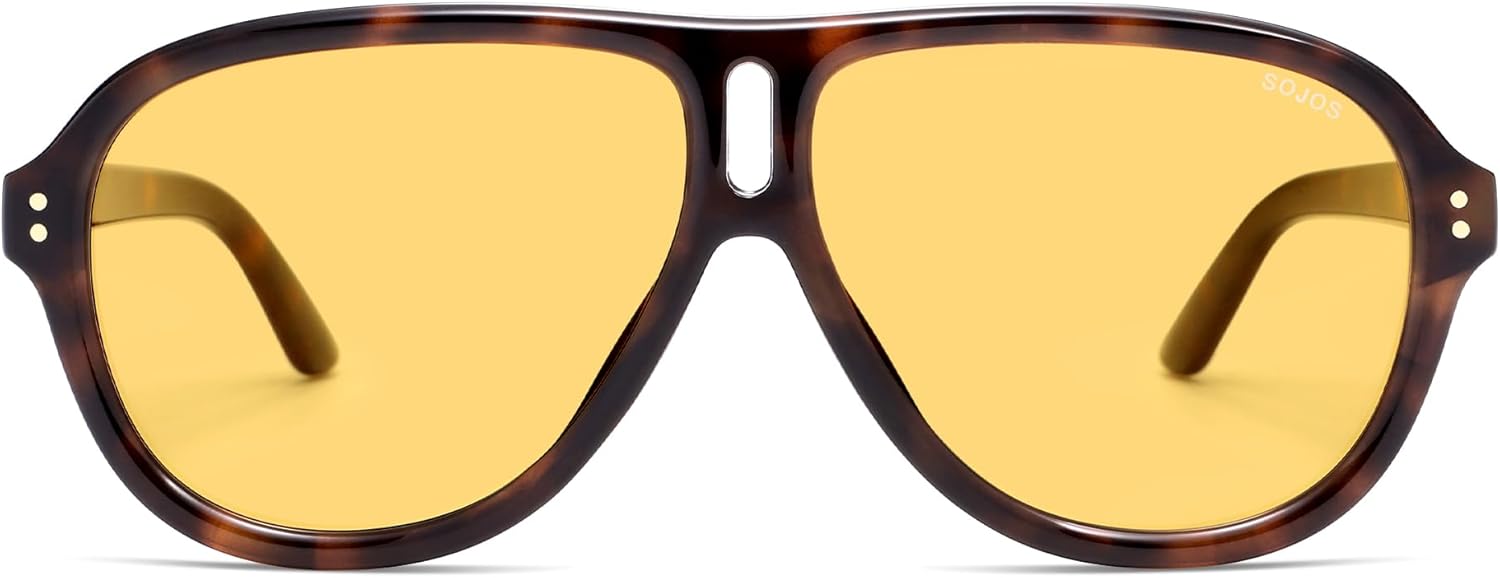 

Солнцезащитные очки-авиаторы SOJOS в стиле ретро, ​​увеличенного размера, поляризованные, для женщин и мужчин, модные в стиле 70-х и 80-х, с защитой от ультрафиолета UV400, модель SJ2666, Brown Tortoise/Light Yellow Tint