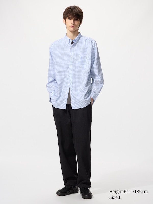 

Рубашка regular fit из поплина, button-down (клетка) Uniqlo, 61 blue