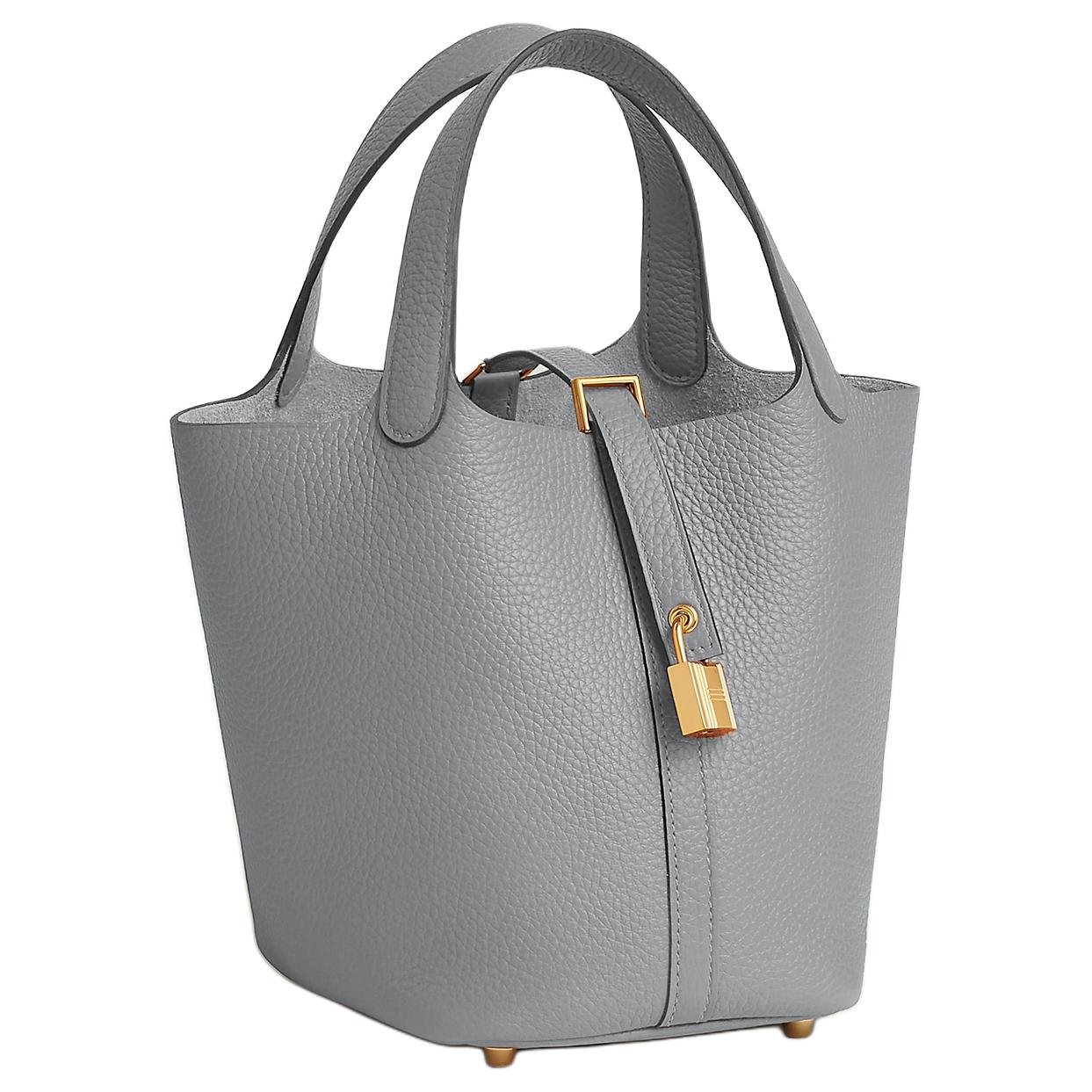 Сумка Picotin Lock Clemence Calfskin, ведро, женская сумка gray HERMES — фото 2