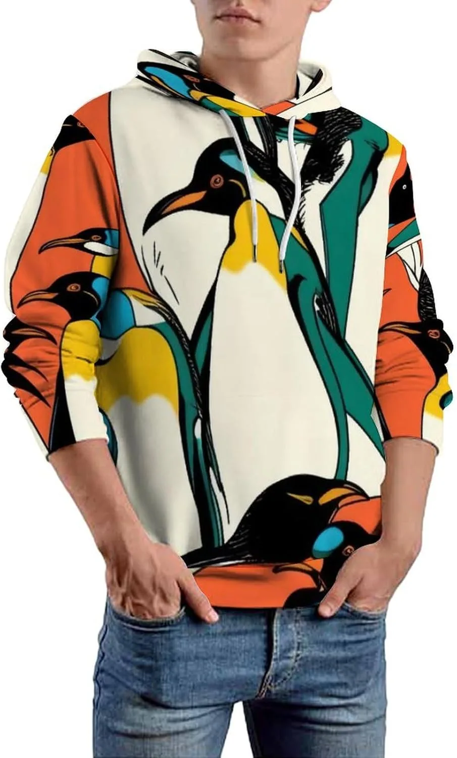 

Мужская толстовка с принтом собак, длинный рукав, с карманом PIVUWXOB