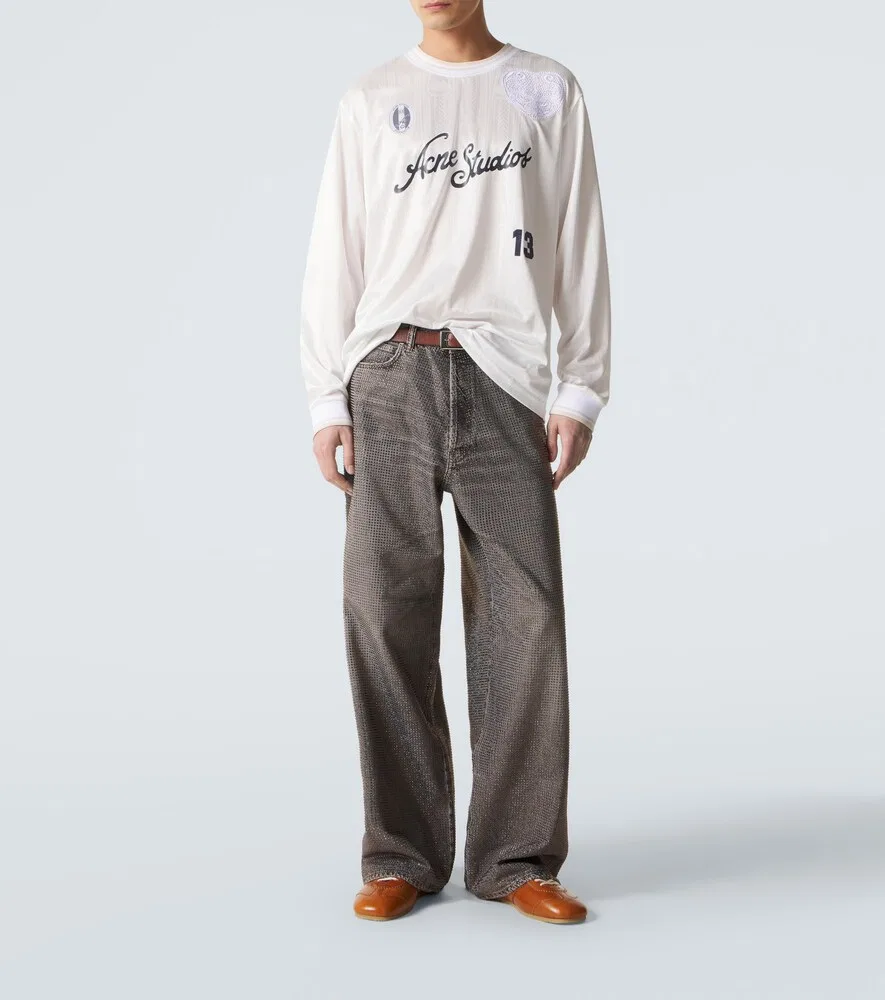 Футболка с полосатым логотипом Acne Studios, белый — фото 2