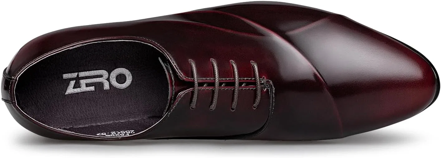 Мужские классические туфли на шнуровке ZRO в современном стиле, Wine Red — фото 3