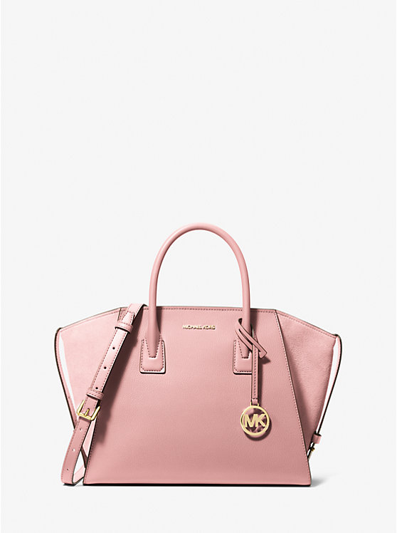 

Большая кожано-замшевая сумка Avril Michael Kors, розовый