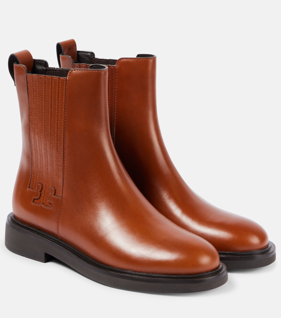 Ботинки челси из кожи с монограммой T Tory Burch, Sierra Tan
