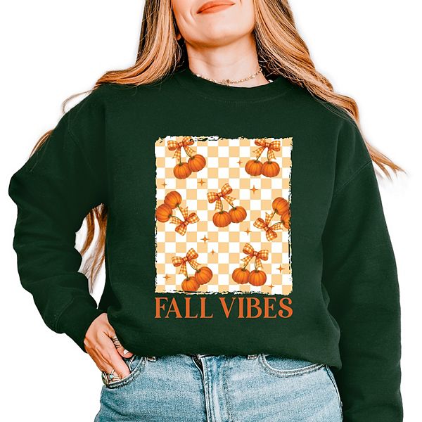 

Свитшот женский Fall vibes checked pumpkins Simply Sage Market, Forest
