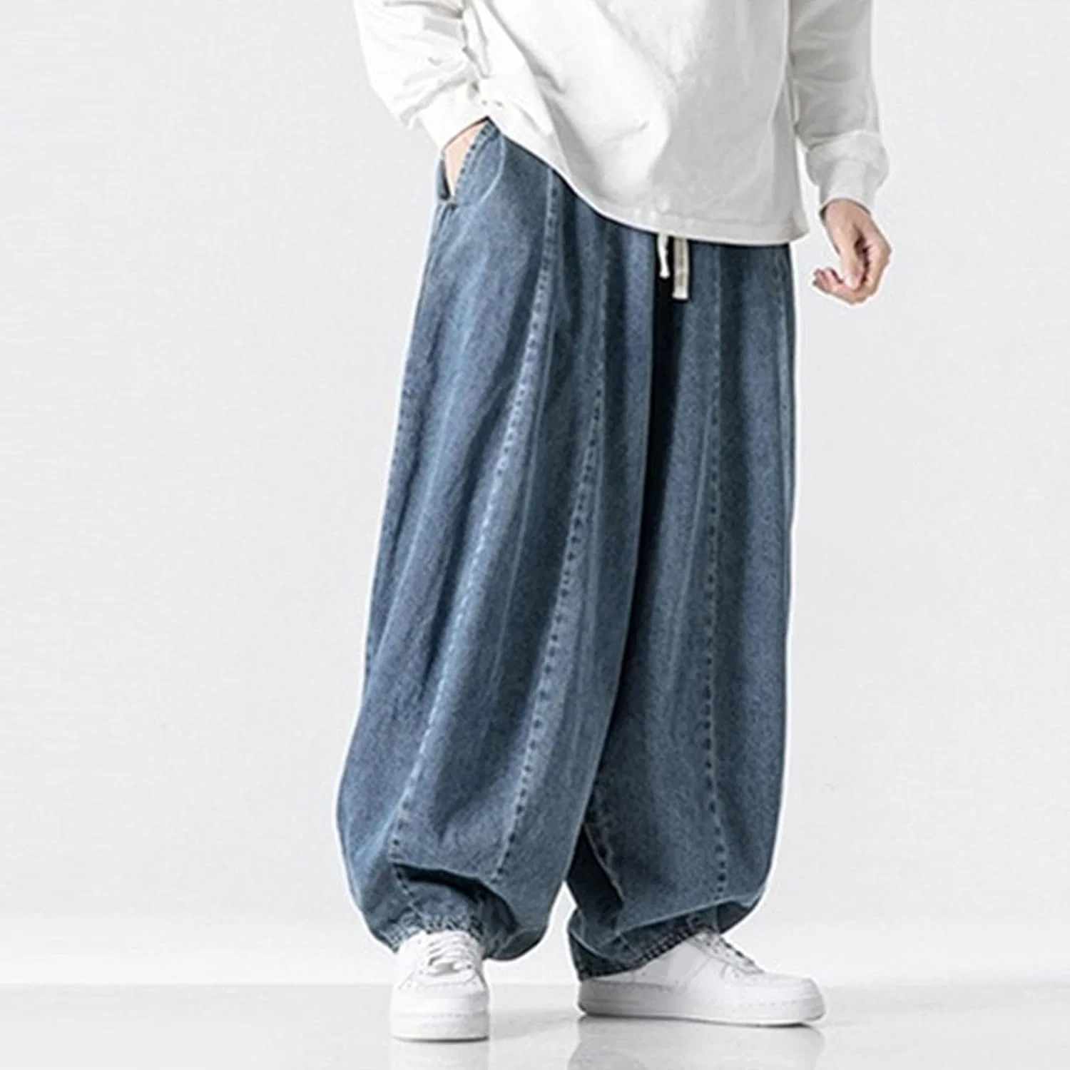 Джинсы свободные, Oversized, Light Blue — фото 2