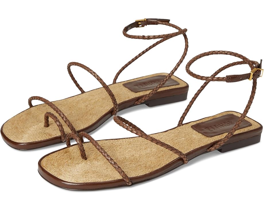 Сандалии Schutz Kaya Straw Flat, цвет Desert Brown