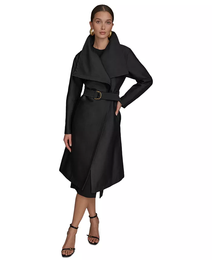 

Женский тренч с драпированным воротом Donna Karan New York, черный