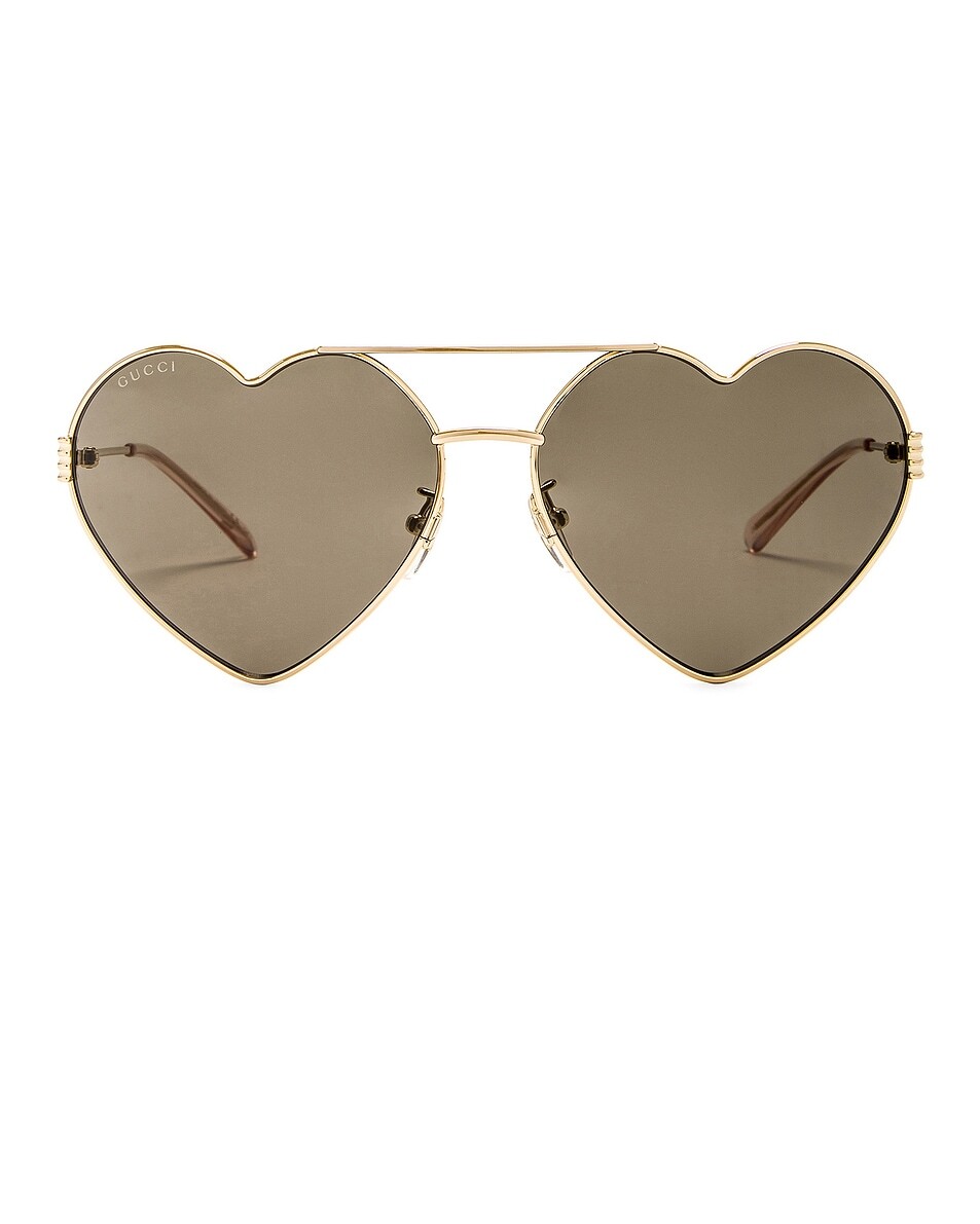 

Солнцезащитные очки в форме сердца Gucci, цвет Gold & Grey