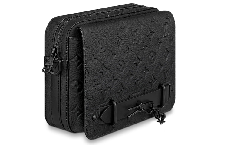 LOUIS VUITTON Кожаный папка-портфель через плечо мужской черный — фото 2