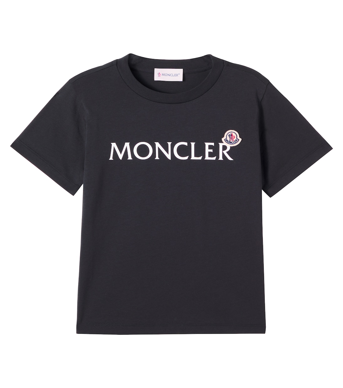 

Футболка из хлопкового джерси с логотипом Moncler Enfant, черный