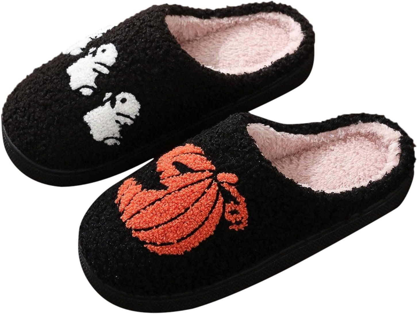 

Домашние тапочки на Хэллоуин для женщин и мужчин, милые, жутковатые, забавные, пушистые, из пеноматериала с эффектом памяти, теплые Generic, черный