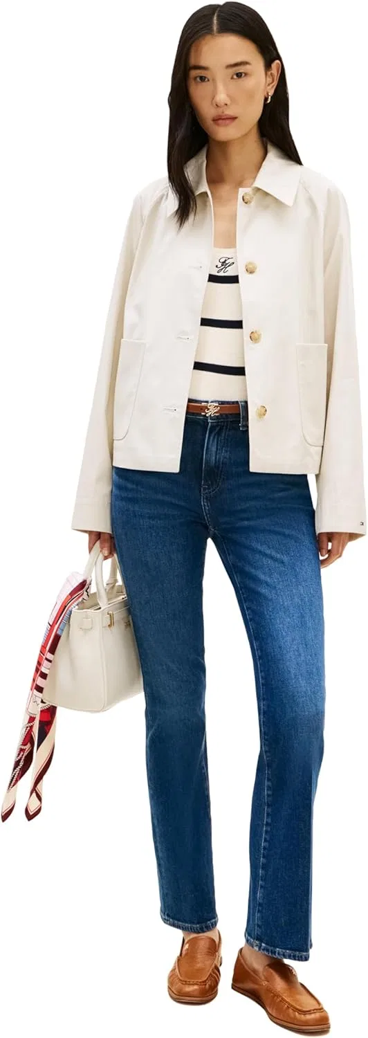 Женские джинсы Tommy Hilfiger средней посадки, расклешенные, с эластичной тканью — фото 3