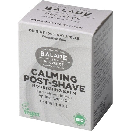 

Успокаивающий батончик после бритья Balade en Provence, 40 г, с маслом абрикосовых косточек, экологически чистый, экологически чистый