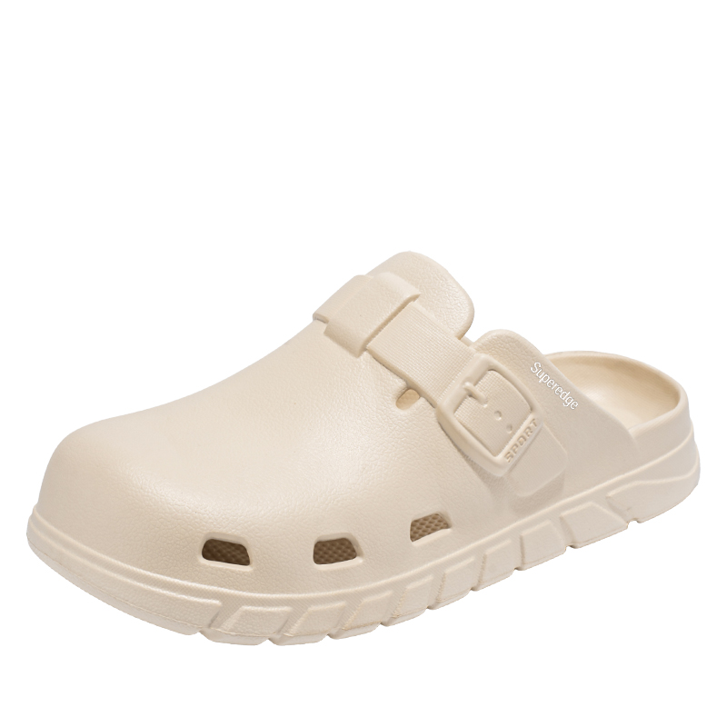 

SUPEREDGE Кожаные лоскутные сандалии с закрытым носком, устойчивые к истиранию, бежевые, мужские