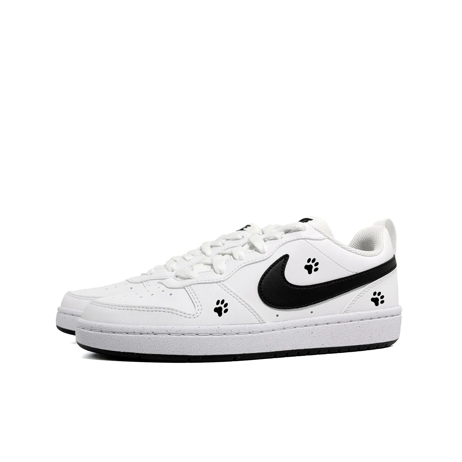 Nike Court Borough Cat Paw Seal Abrasion Resistant Kids' Skateboarding Shoes Black White Teenagers — фото 4