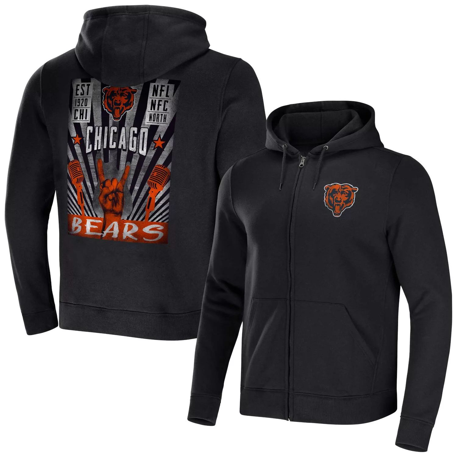 

Мужская толстовка с молнией во всю длину NFL x Darius Rucker Collection от Fanatics Black Chicago Bears Rocker