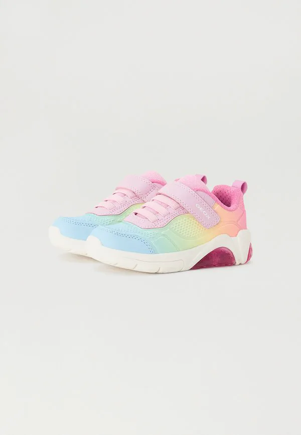 Светящиеся кроссовки для девушек в стиле фадинлайт Geox, Pink/Multicolor — фото 2