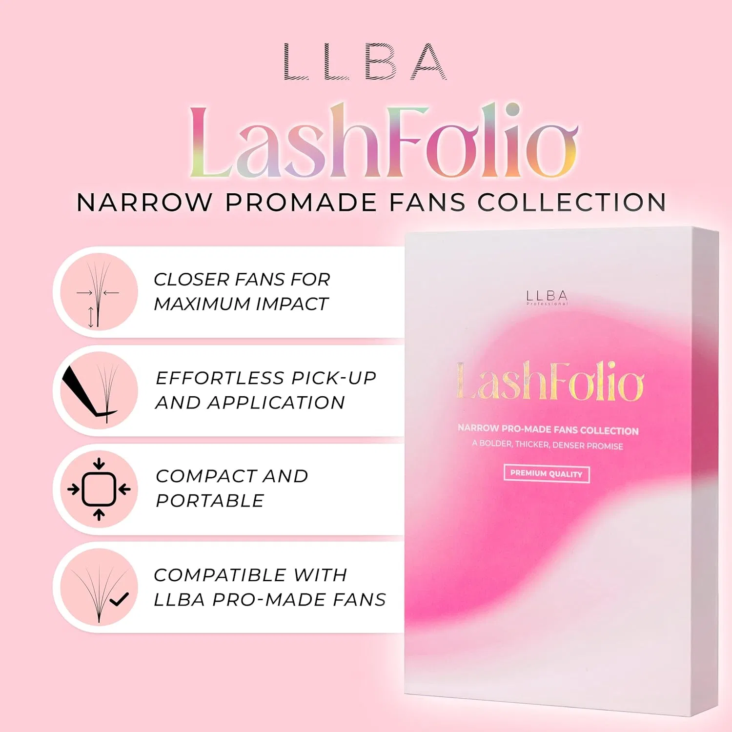Ресницы LLBA LashFolio Narrow Promade Fans 10D 0.03 CC 8-15 мм черный — фото 3