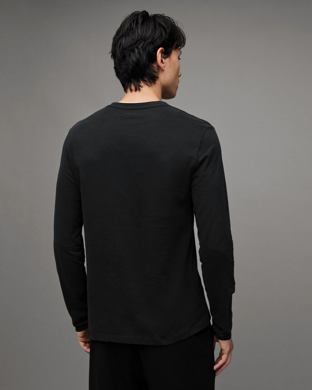 Футболка с длинными рукавами и круглым вырезом Brace Tonic AllSaints, черный как смоль — фото 4