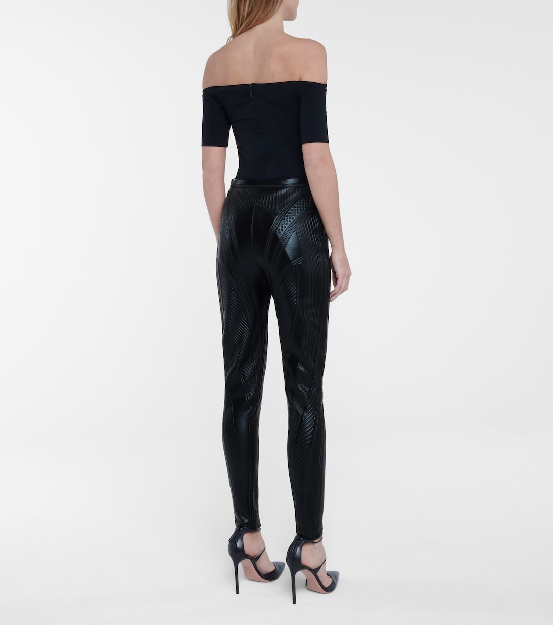 Леггинсы с тиснением под воду Mugler, черный — фото 3