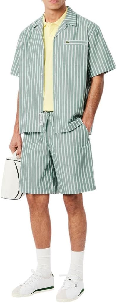 Рубашка Lacoste, мужская, полосатая, Spruce & White — фото 4