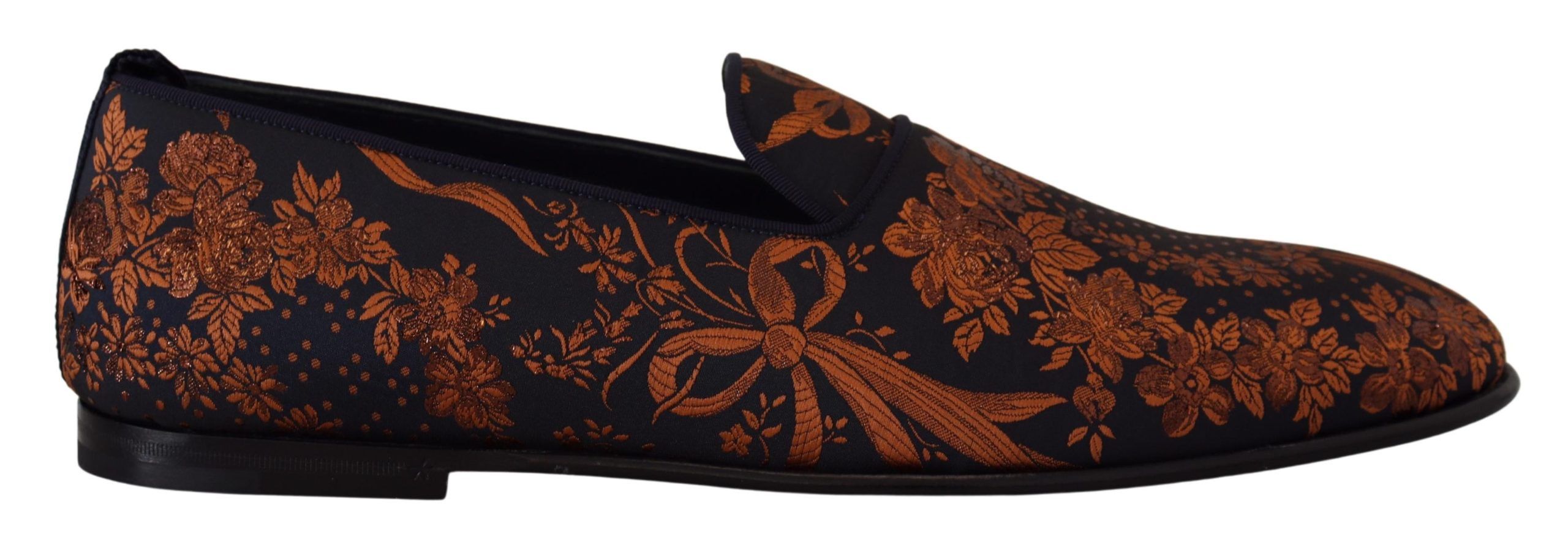 

Элегантные цветочные туфли-лоферы без застежек Dolce & Gabbana, синий