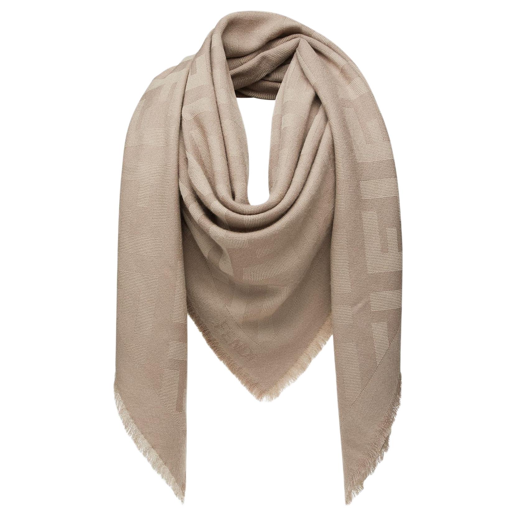 

FENDI Шарф с бахромой и монограммой Ff, Dove Gray