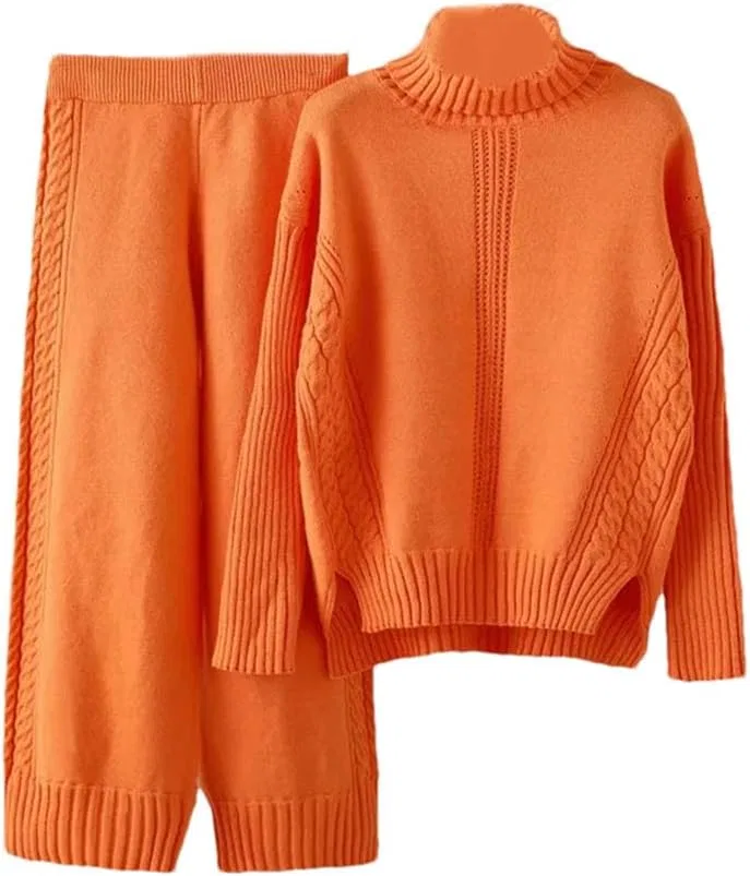 Женский спортивный костюм из вязаного трикотажа, Generic, 2 предмета, Orange Red